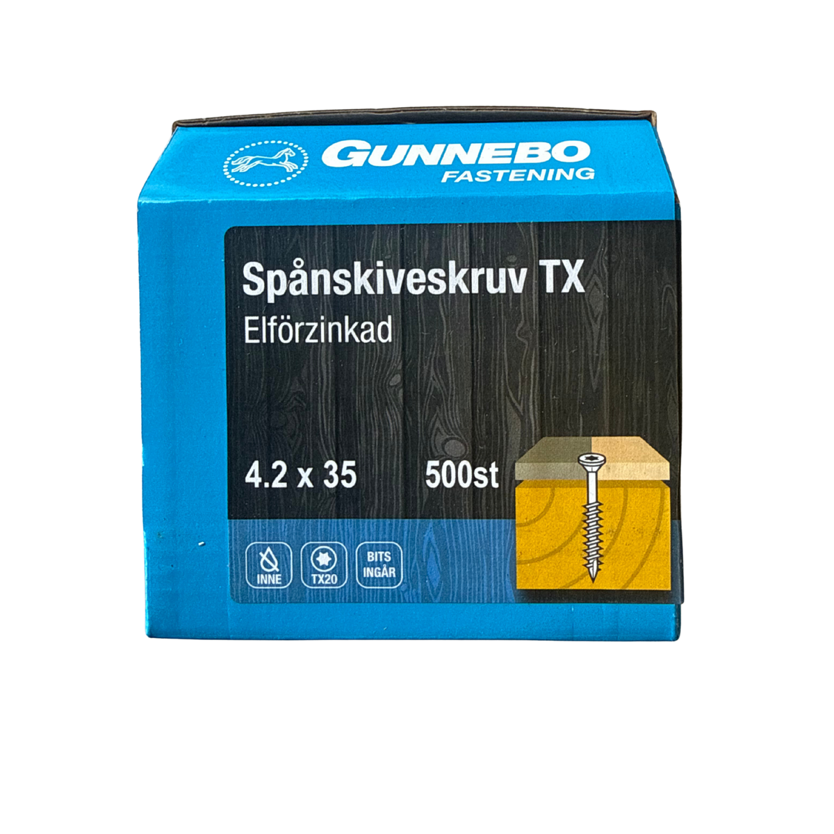 Gunnebo Spånskiveskruv TX förpackning 4,2x35mm elförzinkad 500 stycken