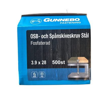 Gunnebo OSB- och Spånskiveskruv förpackning 3,9x28mm fosfaterad 500 stycken