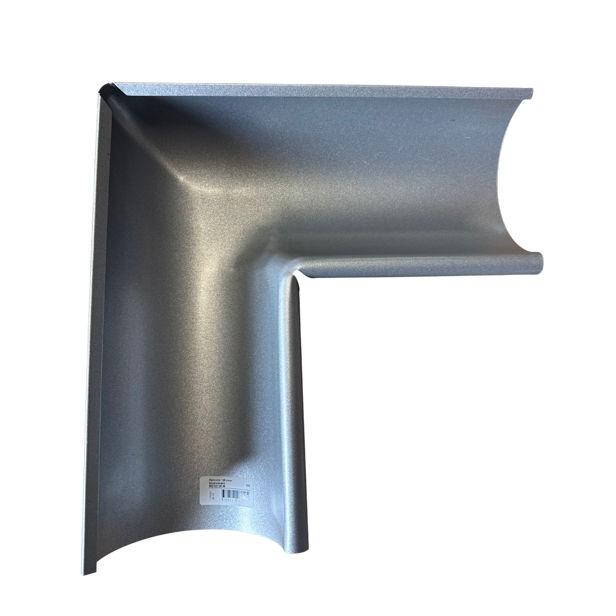 Rännvinkel inner 125 mm 90° silvermetallic stål från Plannja, ovanifrån