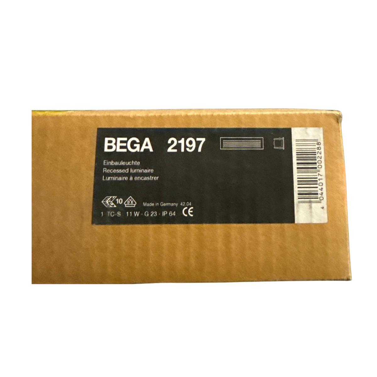 Förpackning för BEGA 2197 Einbauleuchte med produktetikett