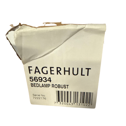 Etikett på Fagerhult Robust Bedlamp 56934, artikel- och serienummer