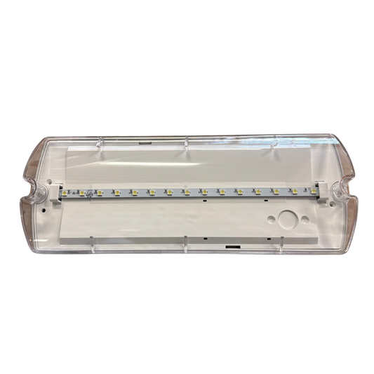 AWEX Helios LED nödbelysningsarmatur, genomskinlig kåpa med LED-list, inifrån