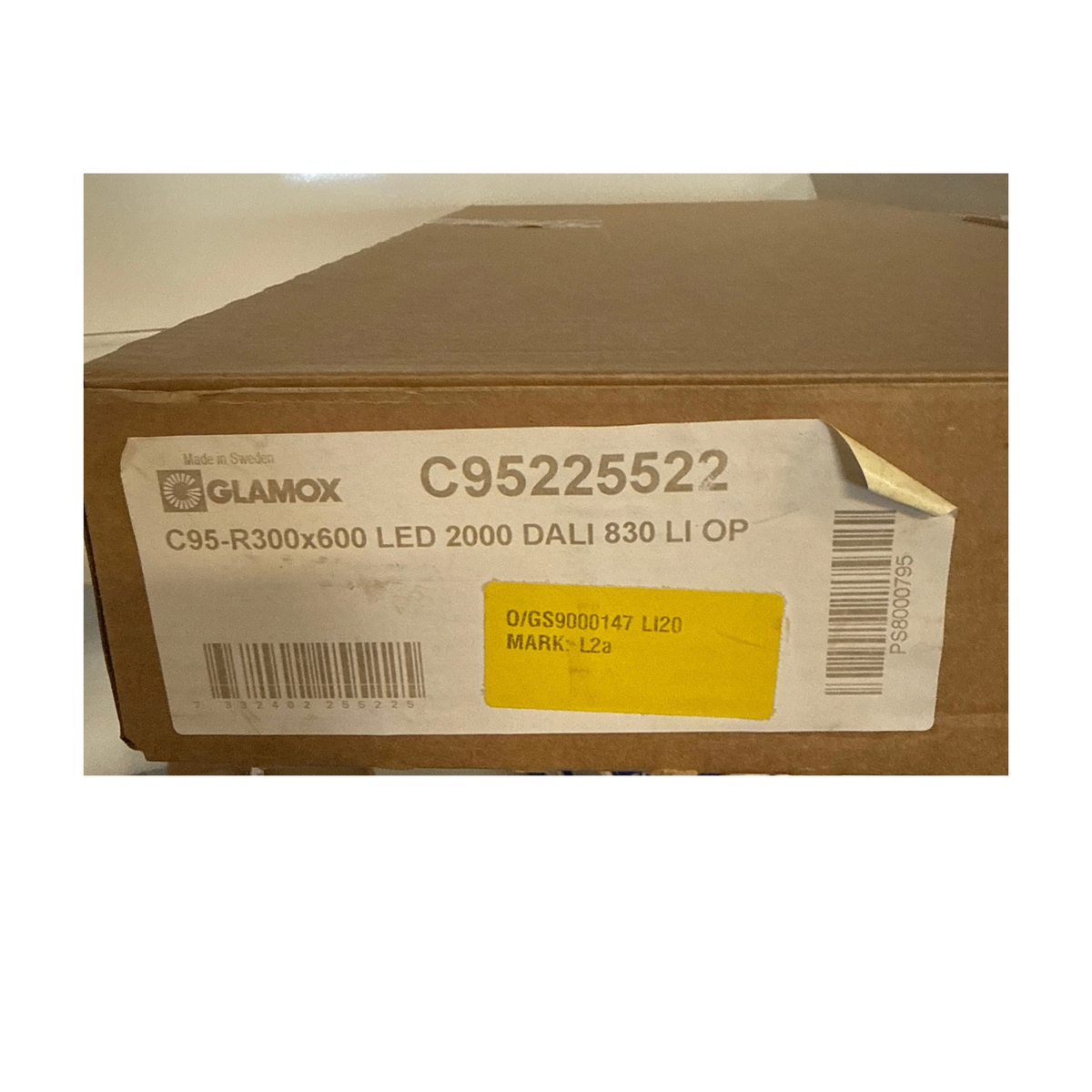 Kartong för Glamox C95-R300x600 LED 2000 DALI 830, artikelnummer C95225522