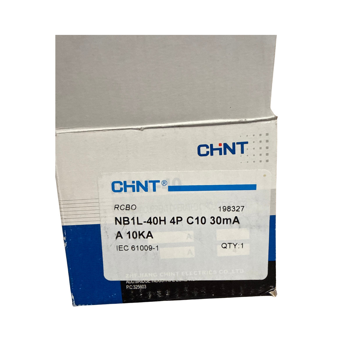 Förpackning för Chint NB1L-40H 4P C10 30mA RCBO
