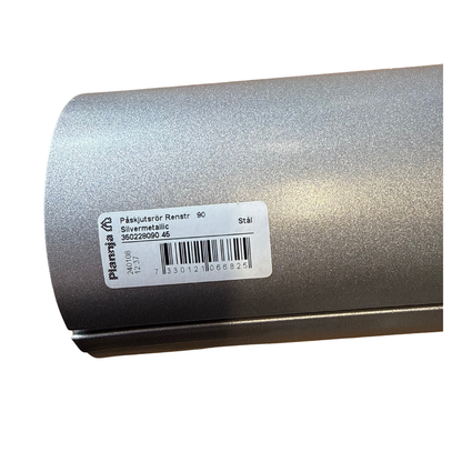 Etikett på påskjutsrör 90 mm silvermetallic med artikelnummer och streckkod