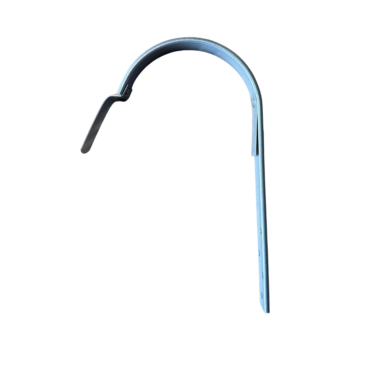 Rännkrok 125 mm lång silvermetallic stål från Plannja, sidovy
