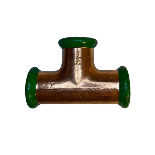 Press T-rör koppar 22 mm med 3 muff