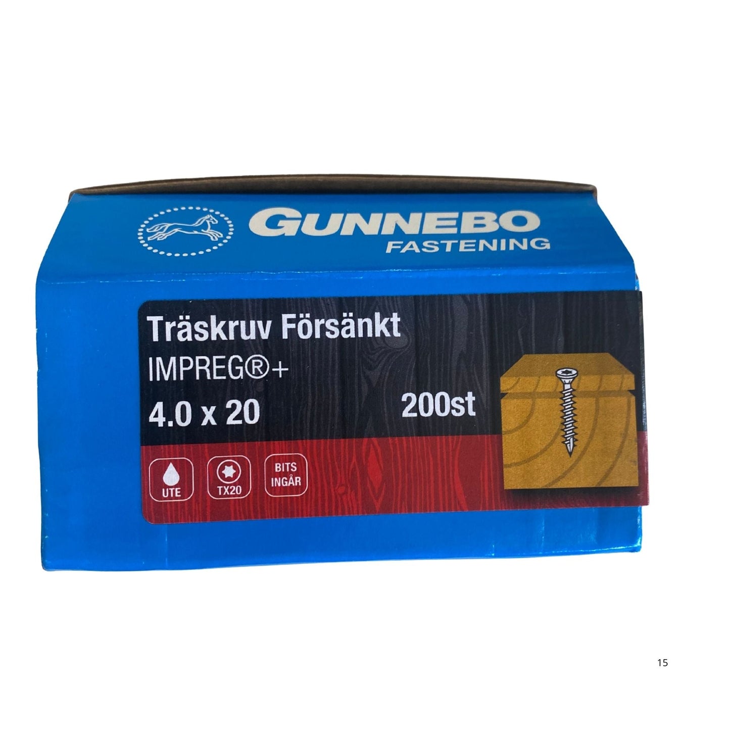 Gunnebo Fastening träskruv försänkt IMPREG+ förpackning 4.0x20 mm 200-pack med TX20-bits