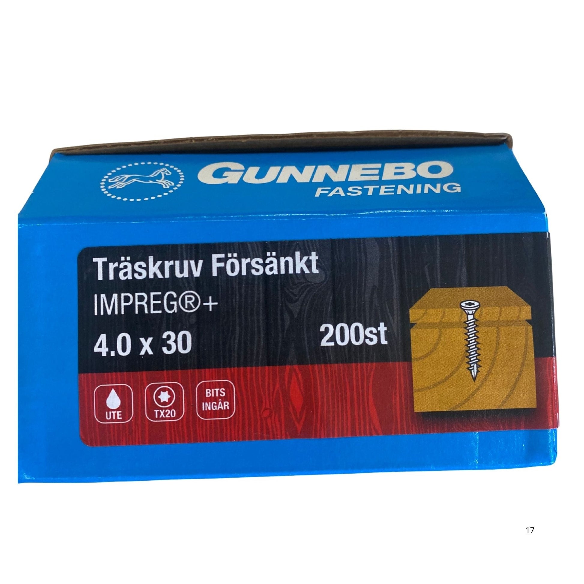 Gunnebo Fastening träskruv försänkt IMPREG+ förpackning 4.0x30 mm 200-pack med TX20-bits