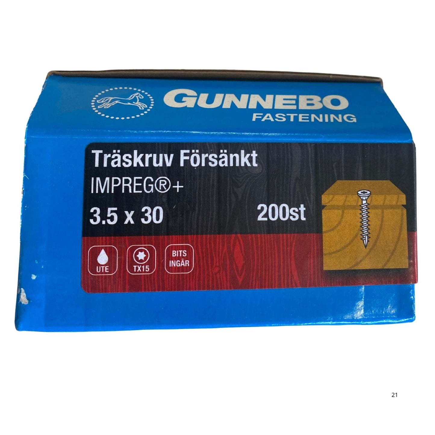 Gunnebo Fastening träskruv försänkt IMPREG+ förpackning 3.5x30 mm 200-pack med TX15-bits