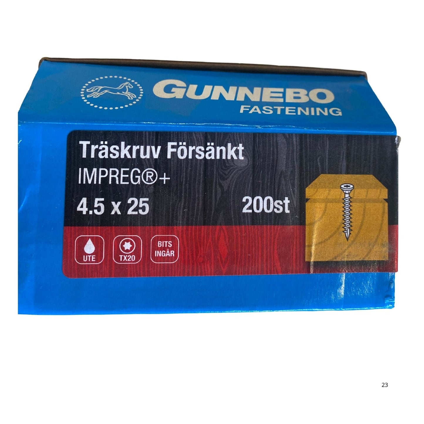 Gunnebo Fastening träskruv försänkt IMPREG+ förpackning 4.5x25 mm 200-pack med TX20-bits