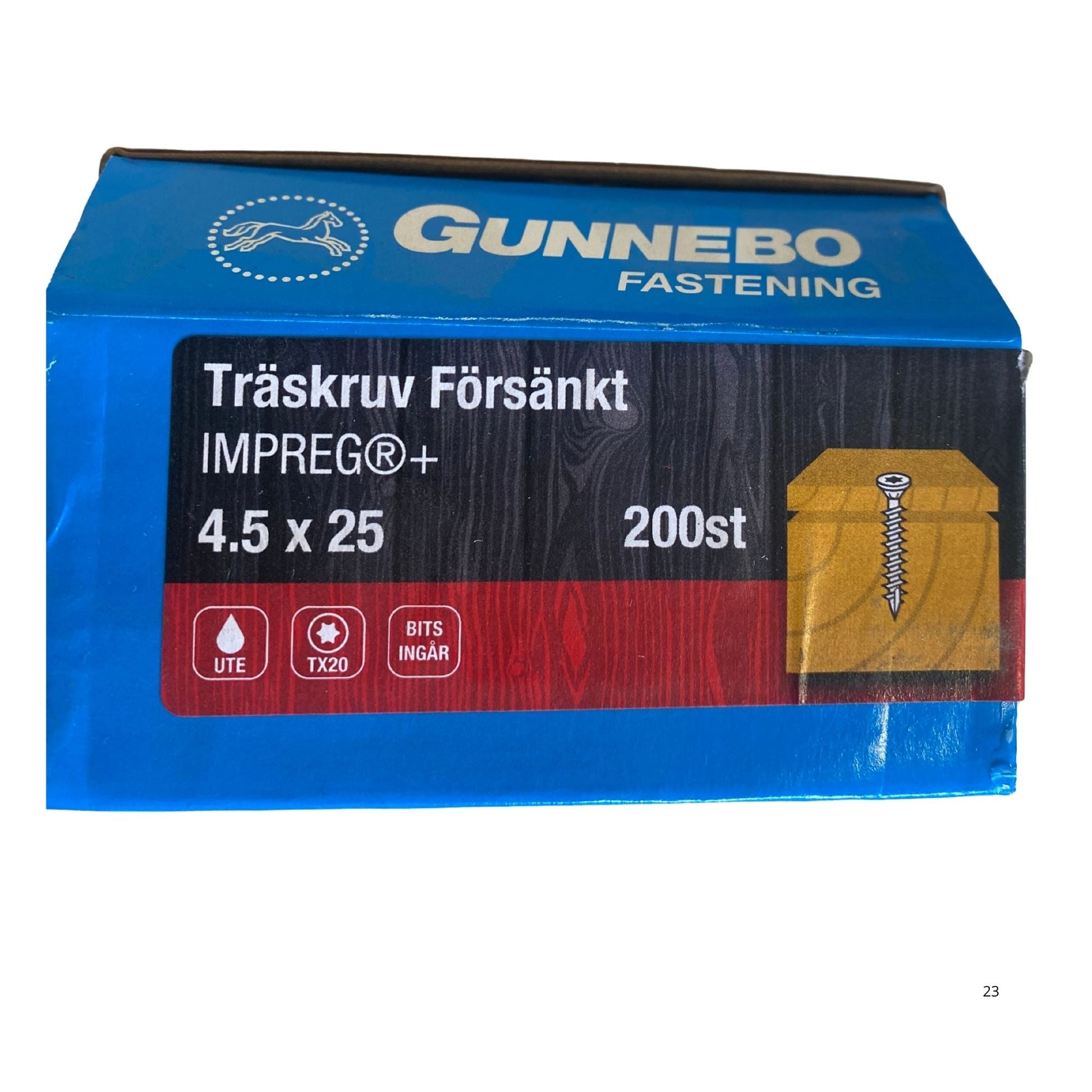 Gunnebo Fastening träskruv försänkt IMPREG+ förpackning 4.5x25 mm 200-pack med TX20-bits
