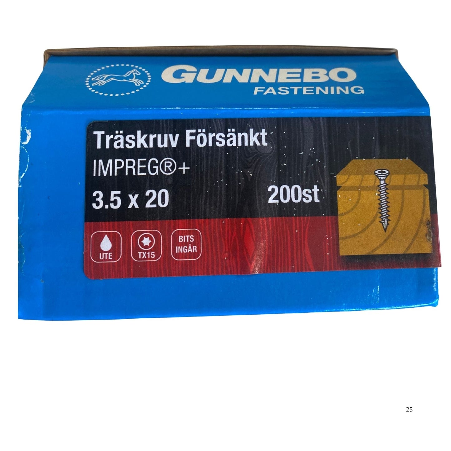 Gunnebo Fastening träskruv försänkt IMPREG+ förpackning 3.5x20 mm 200-pack med TX15-bits