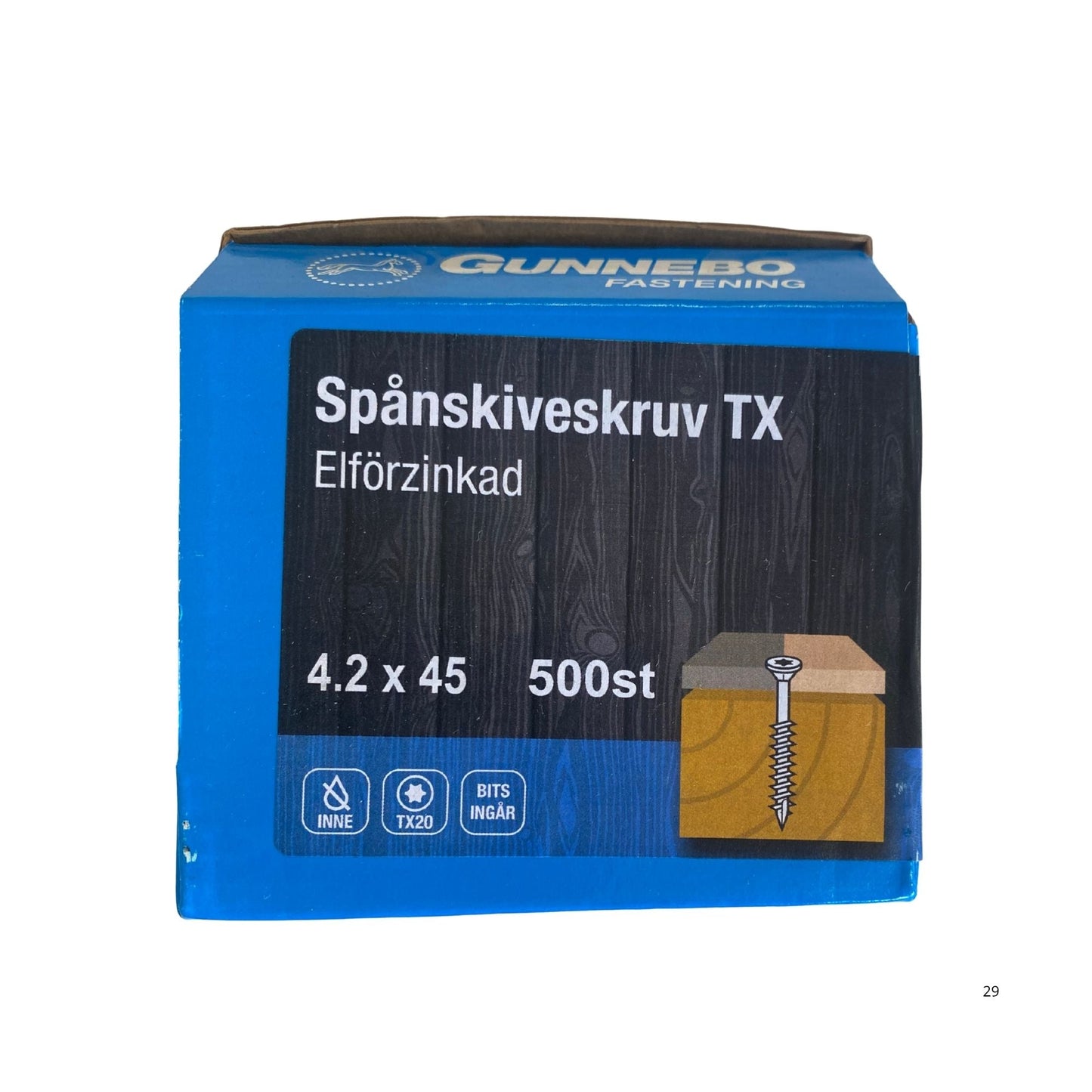 Gunnebo Fastening spånskiveskruv TX elförzinkad förpackning 4.2x45 mm 500-pack med TX20-bits