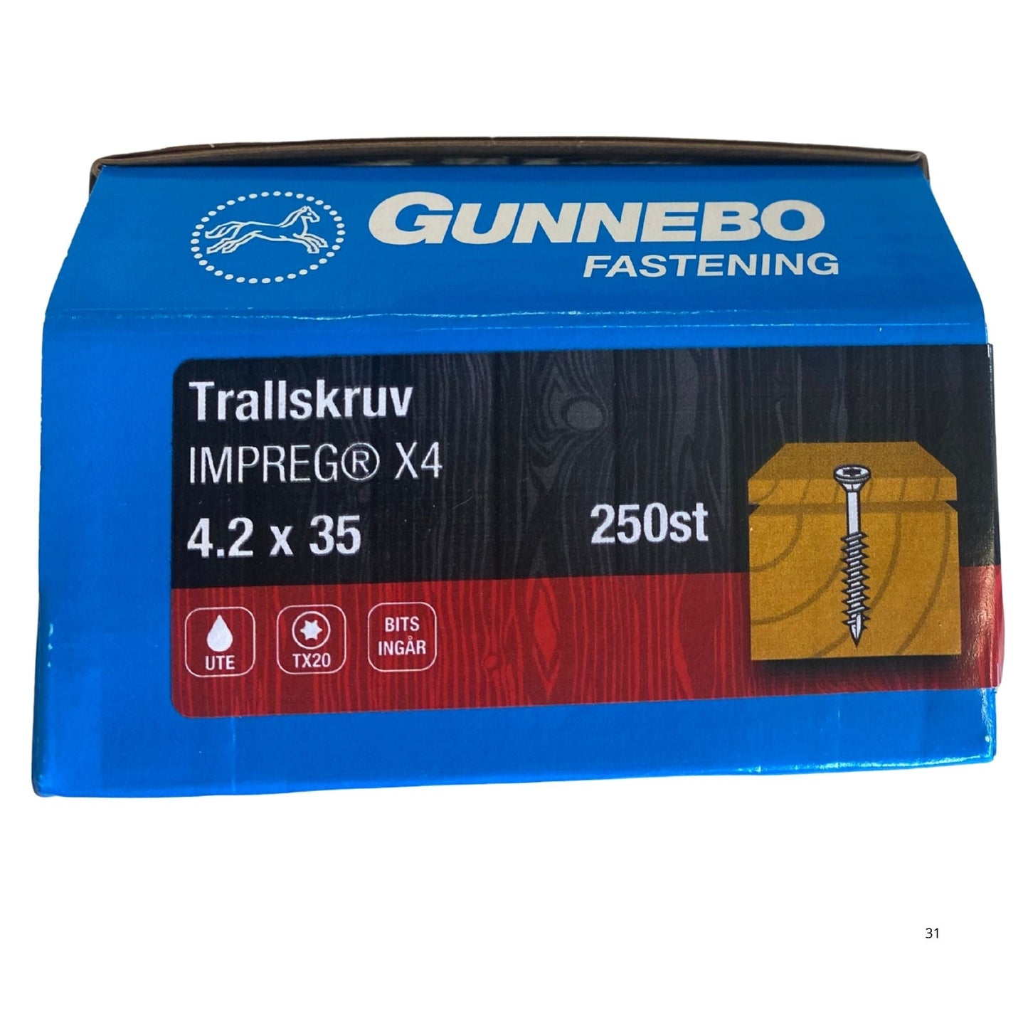 Gunnebo Fastening trallskruv IMPREG X4 förpackning 4.2x35 mm 250-pack med TX20-bits