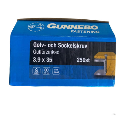 Gunnebo Fastening golv- och sockelskruv gulförzinkad förpackning 3.9x35 mm 250-pack med TX10-bits