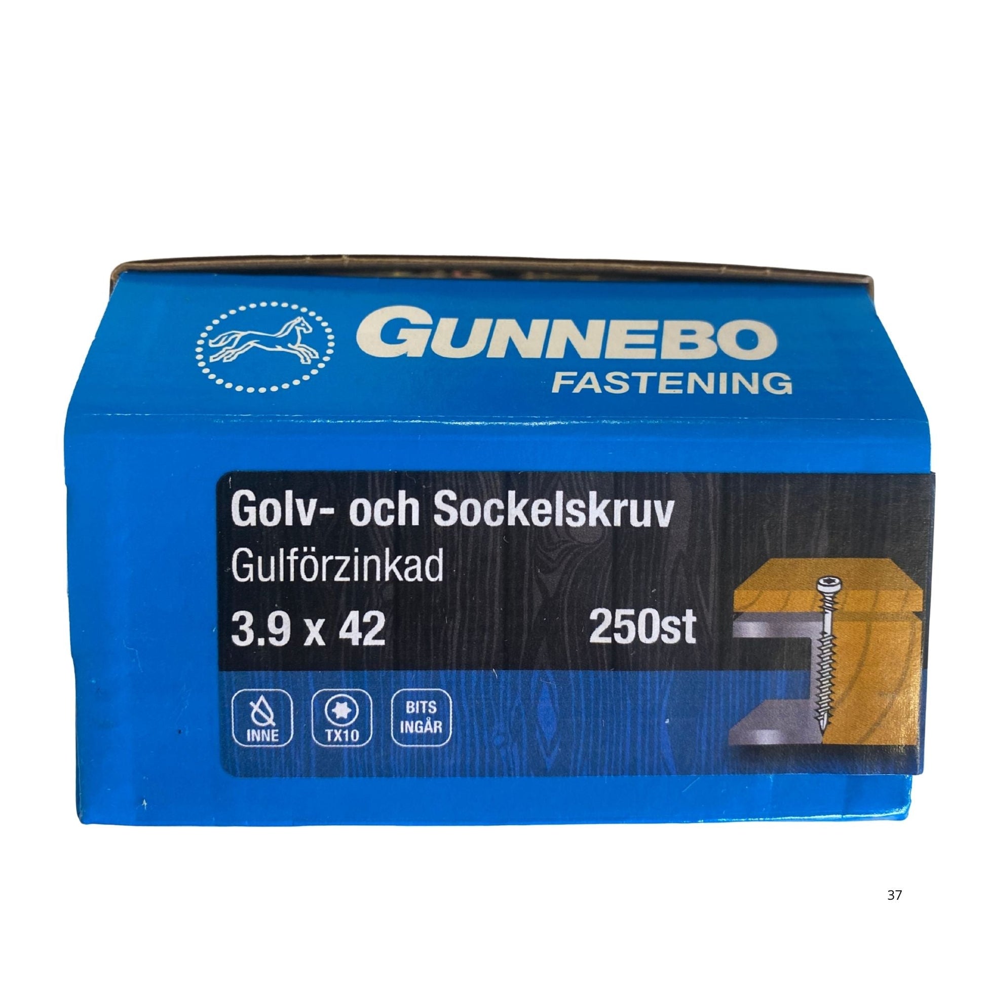 Gunnebo Fastening golv- och sockelskruv gulförzinkad förpackning 3.9x42 mm 250-pack med TX10-bits