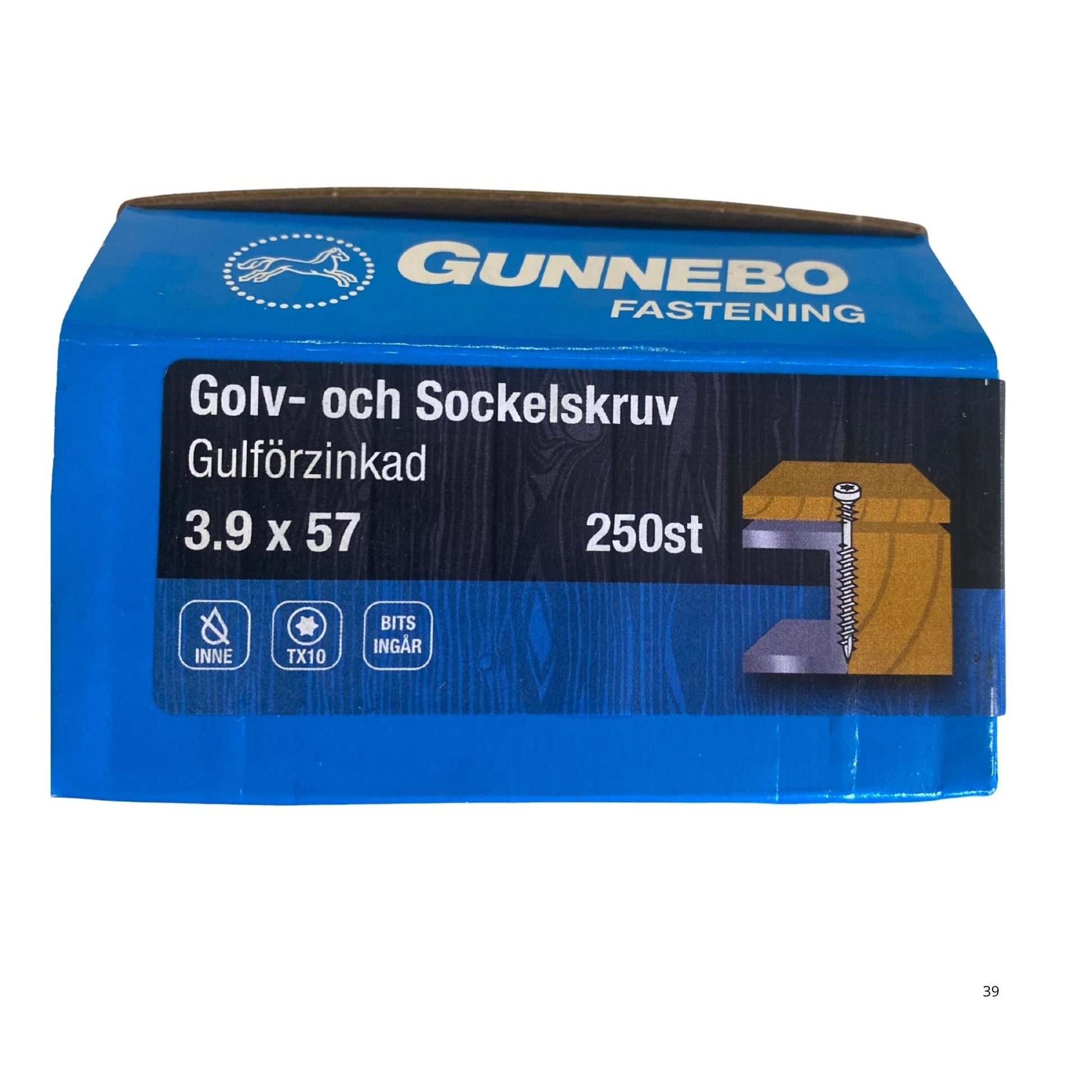 Gunnebo Fastening golv- och sockelskruv gulförzinkad förpackning 3.9x57 mm 250-pack med TX10-bits