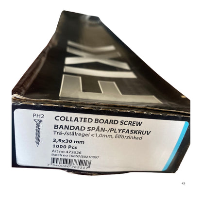 MFT bandad spån-plyfaskruv förpackning 3.9x30 mm 1000-pack med PH2-spår