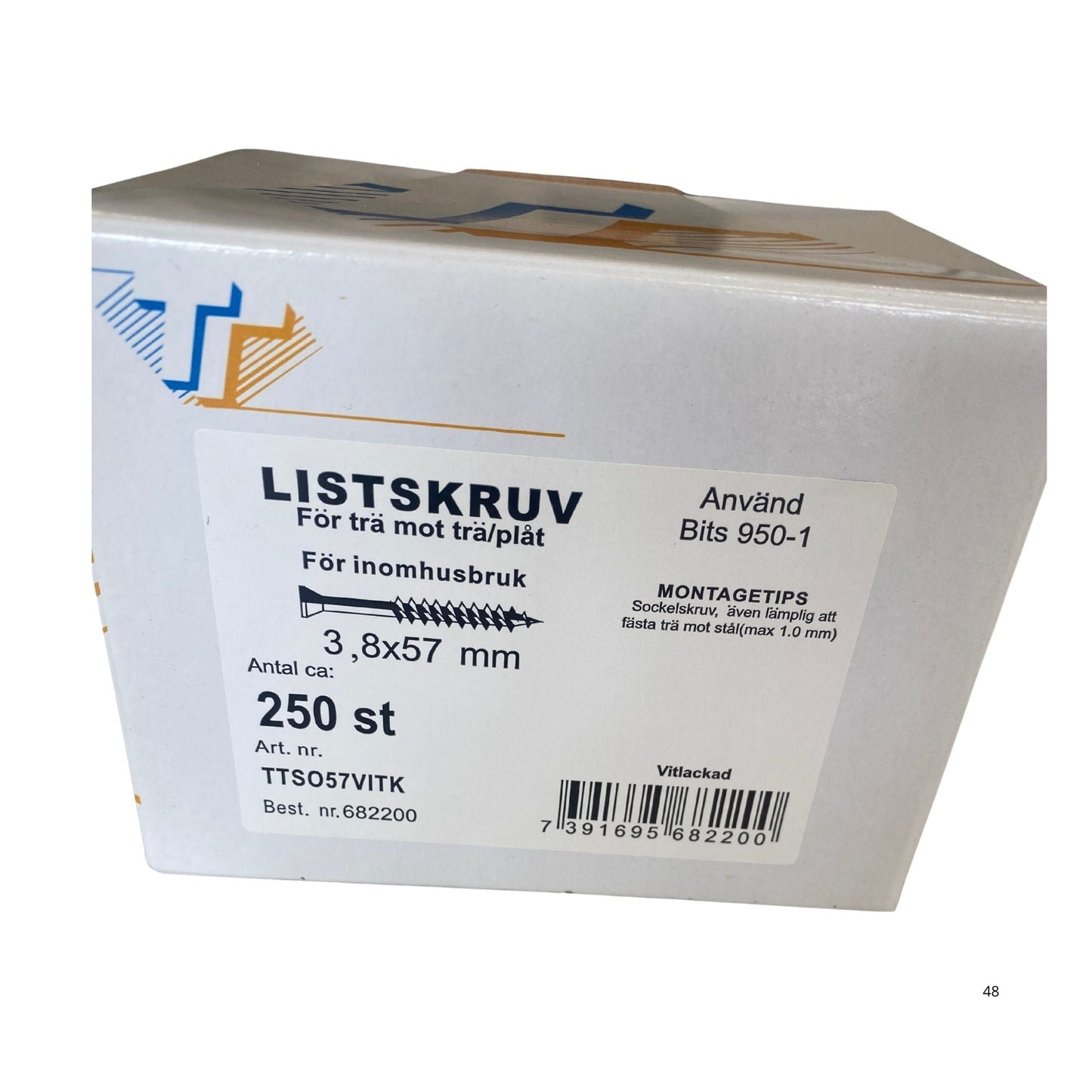 Arne Thuresson listskruv vitlackad förpackning 3.8x57 mm 250-pack för trä och sockel