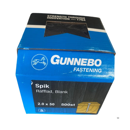 Gunnebo Fastening spik räfflad blank förpackning 2.0x50 mm 500-pack