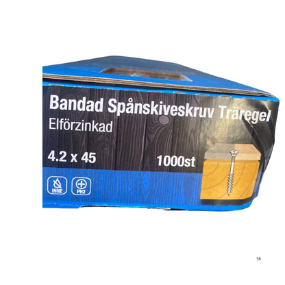 Gunnebo Fastening bandad spånskiveskruv träregel förpackning 4.2x45 mm 1000-pack med PH2-spår