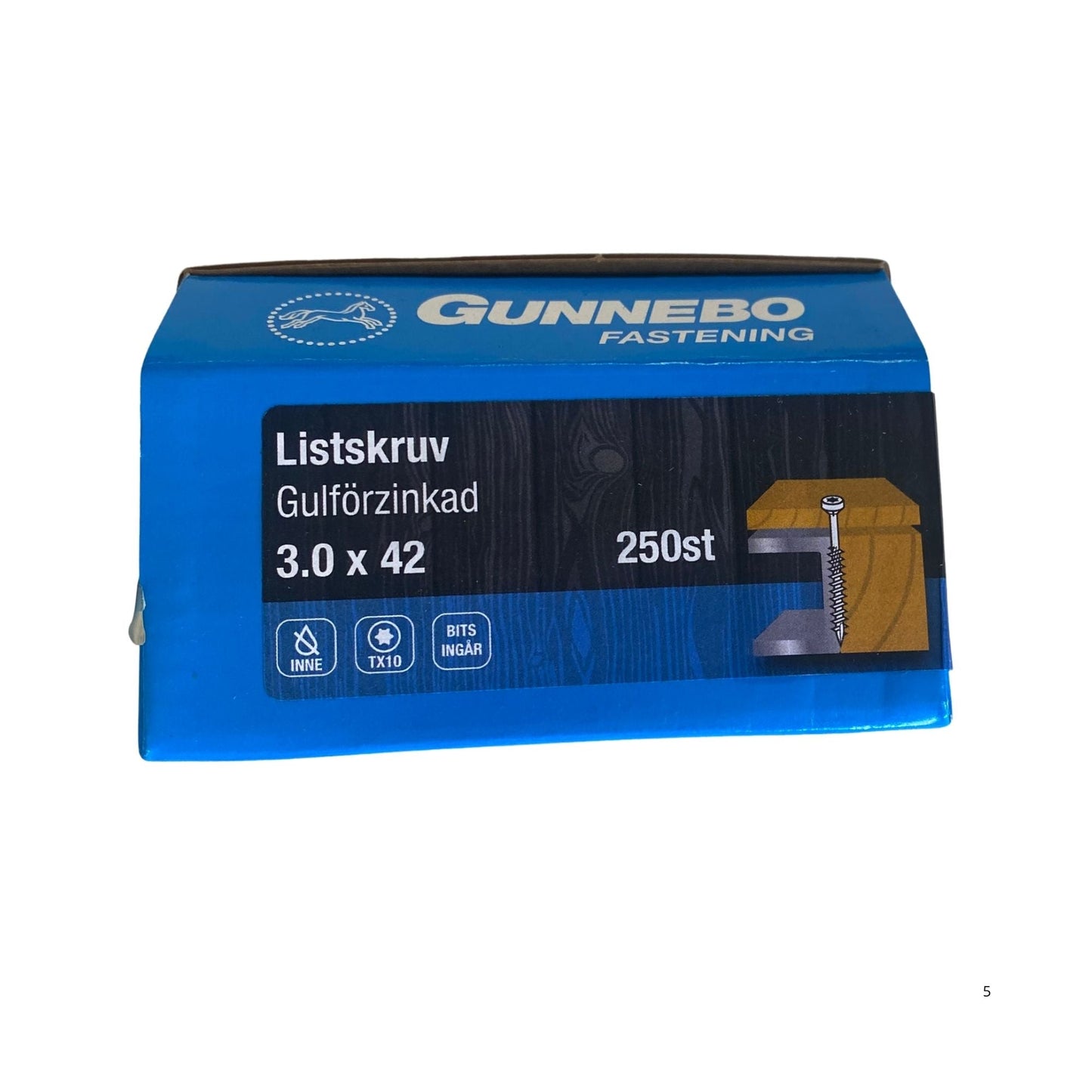 Gunnebo Fastening listskruv gulförzinkad förpackning 3.0x42 mm 250-pack med TX10-bits