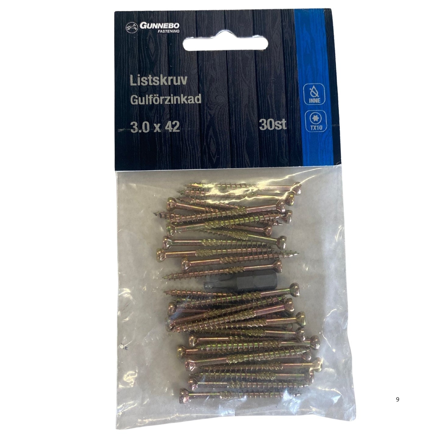 Gunnebo Fastening listskruv gulförzinkad blisterpaket 3.0x42 mm 30-pack med bits
