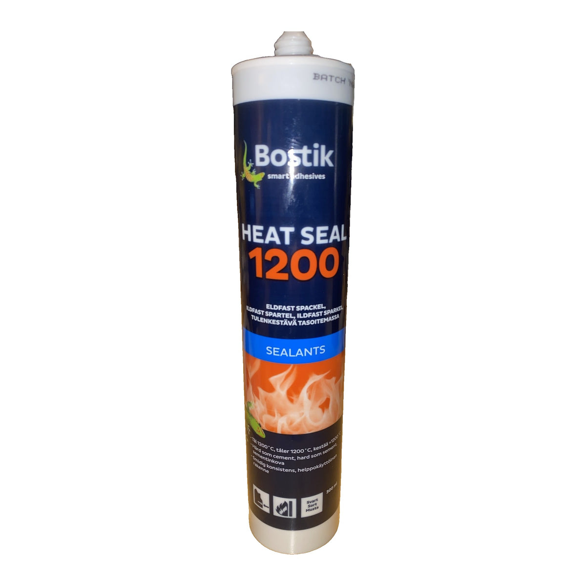 Eldfast spackel Bostik Heat Seal 1200 svart 300 ml patron som tål 1200 grader