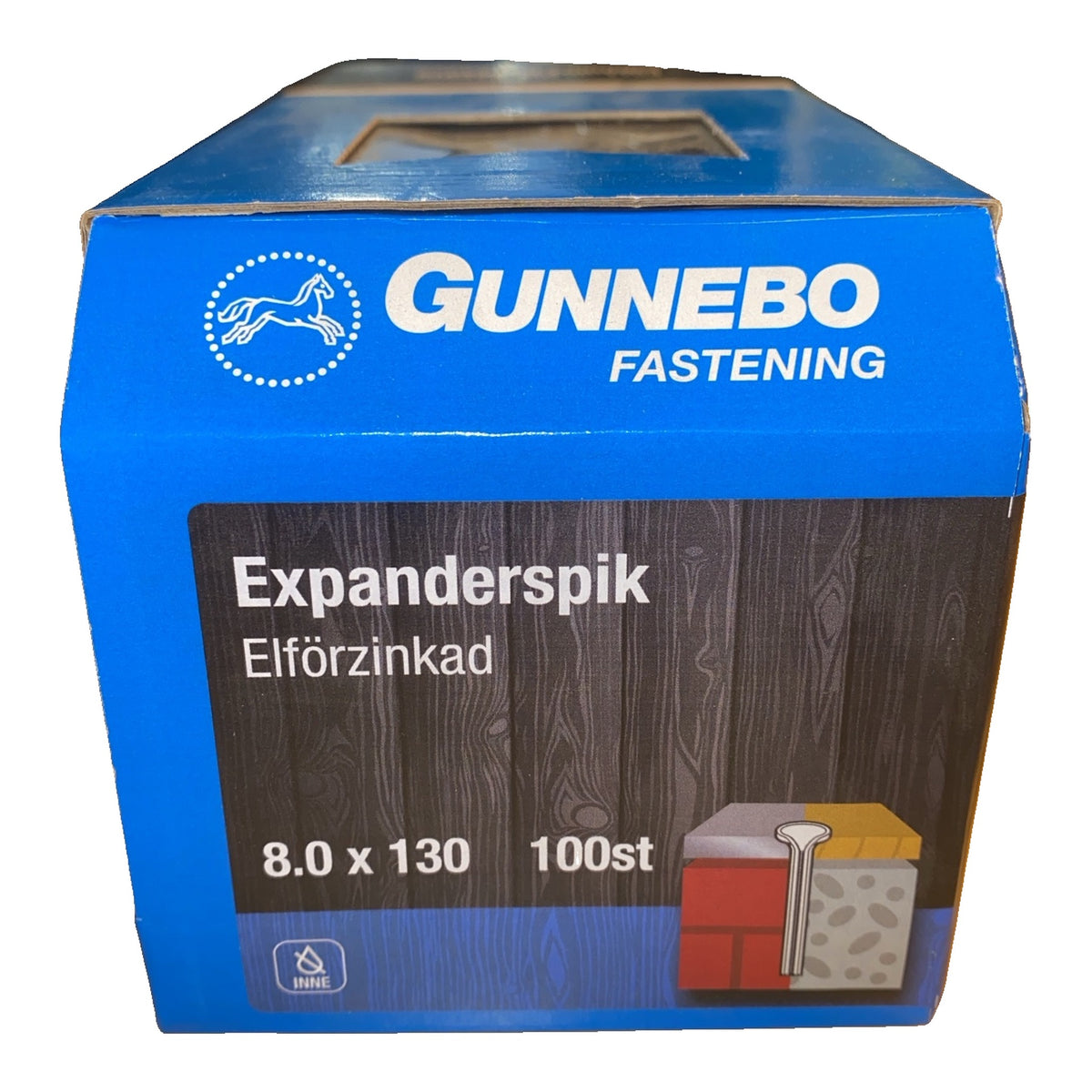 Expanderspik Gunnebo 8,0 x 130 mm elförzinkad, förpackning med 100 st