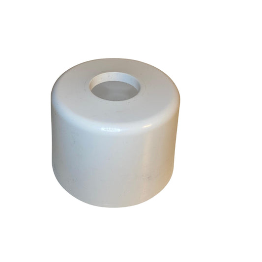 Golvhuv 95x28 mm i vit PP sedd från sidan