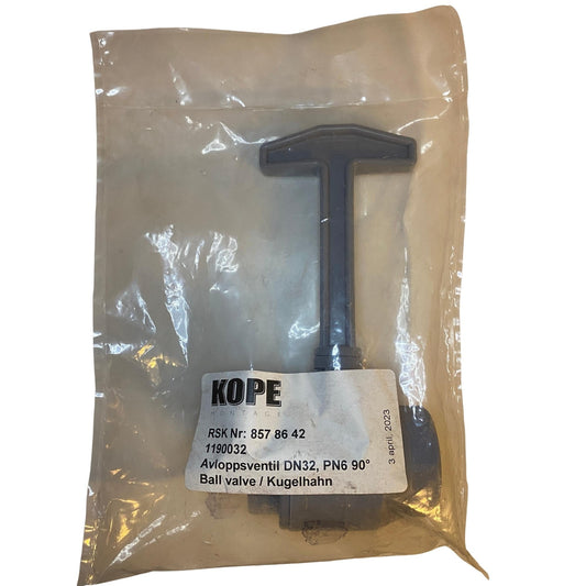 Avloppsventil DN32 PN6 90° från KOPE Montage i originalförpackning