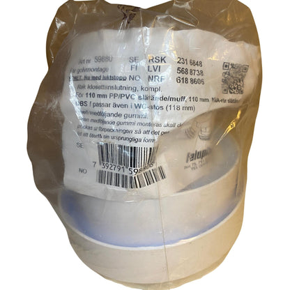 Rak WC-anslutning Faluplast 110 PP PVC komplett med luktstopp i förpackning