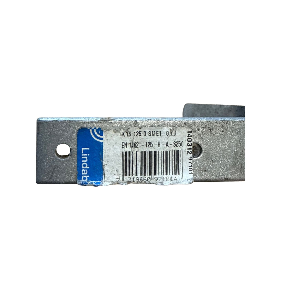 Rännkrok LINDAB K16 125 med originaletikett och artikelinformation