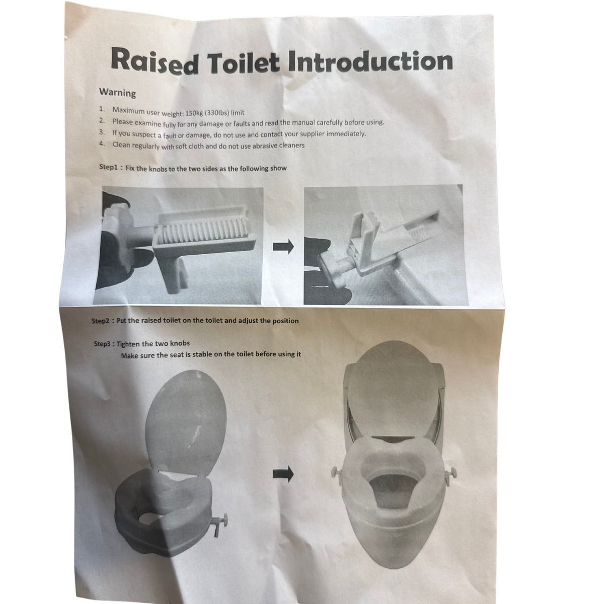 Monteringsanvisning för toalettförhöjare med steg-för-steg-bilder