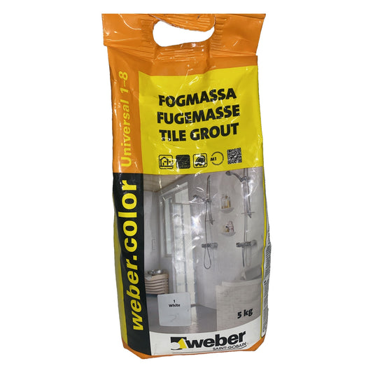 Fogmassa weber.color Universal 1-8 vit 5 kg för kakel och klinker