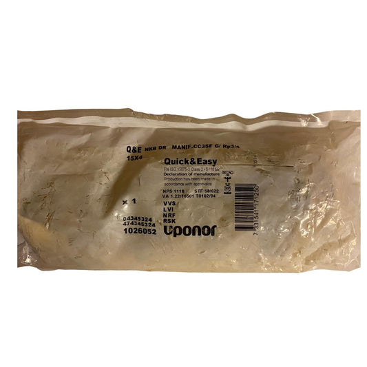 Begagnat Uponor Quick Easy PEX fördelare 15x4 G3/4 mässing