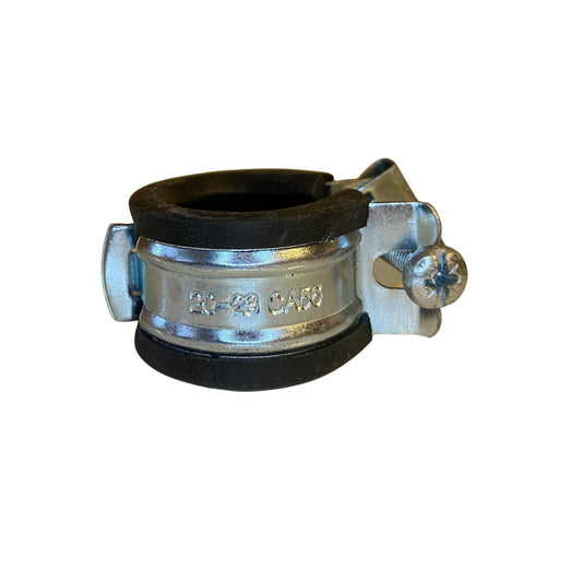 Stålrörklammer CA56 20-23 med vibrationsdämpande gummiinsats