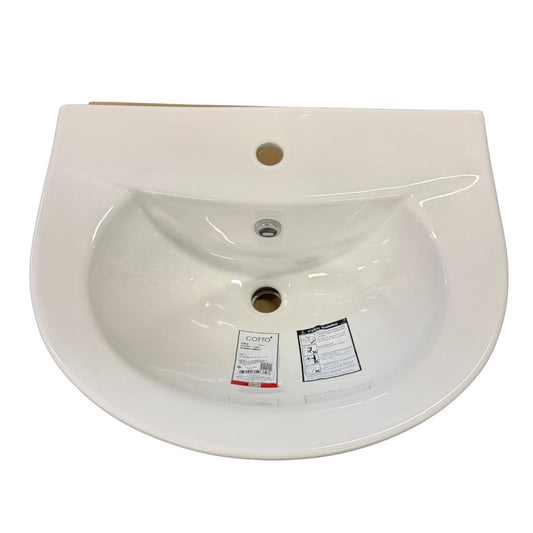 Tvättställ i vitt porslin 55 cm ovanifrån med kranhål och bräddavlopp – COTTO Wendy C014