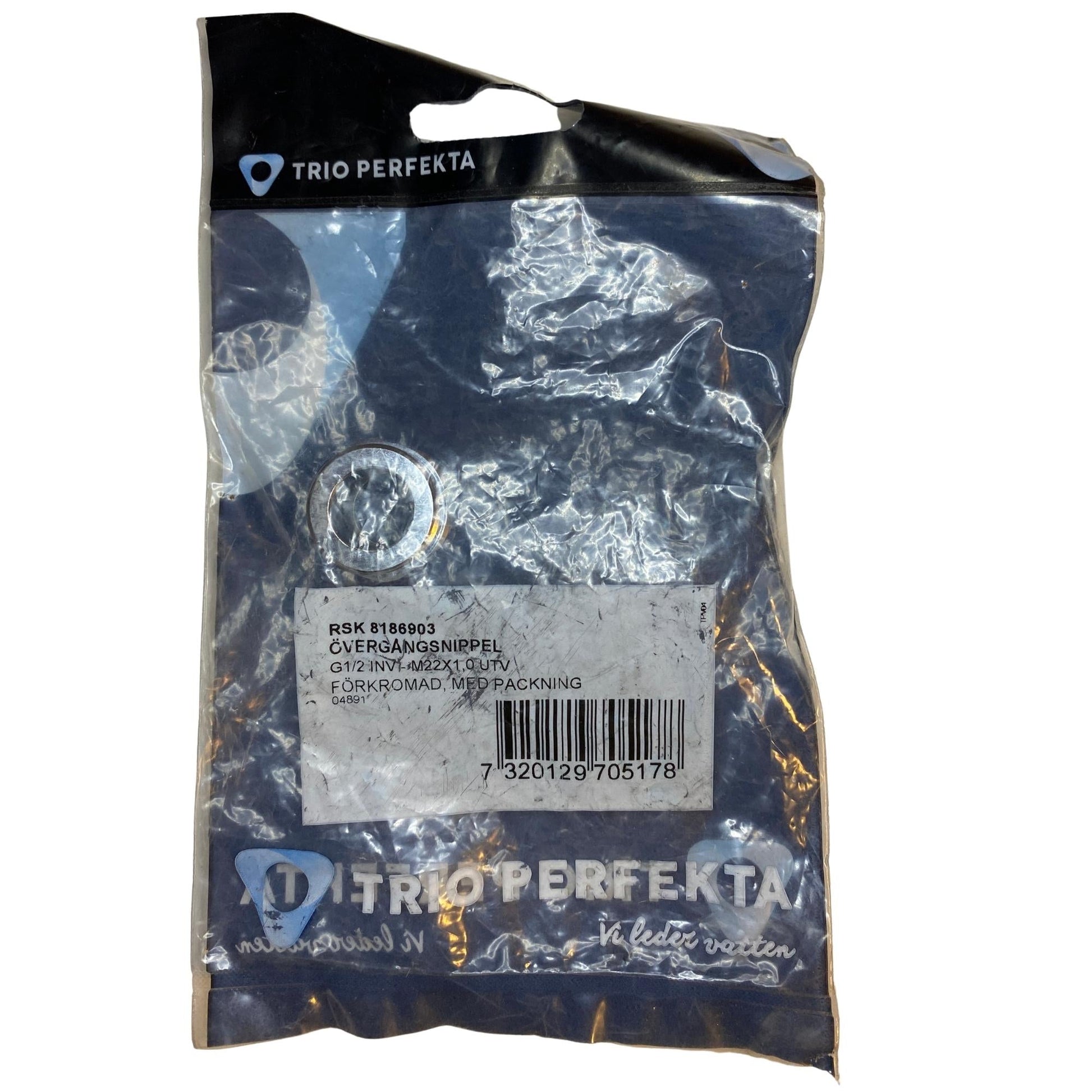 Övergångsnippel Trio Perfekta G1/2 till M22x1,0 i originalförpackning