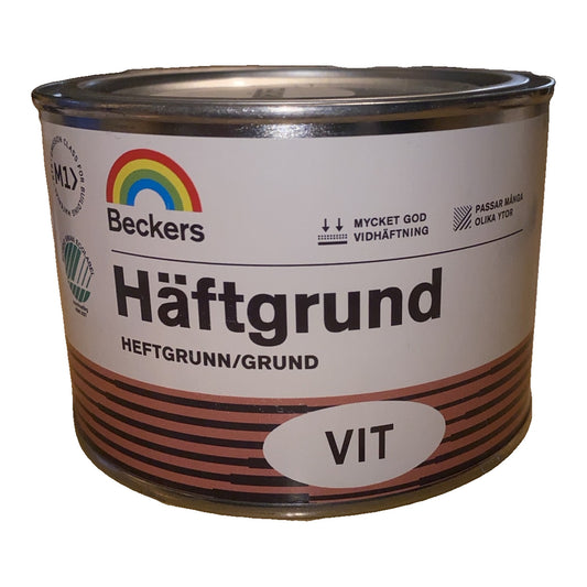 Häftgrund vit 0,45 liter från Beckers med mycket god vidhäftning på många ytor