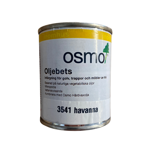 Burk Osmo Oljebets 3541 Havanna 0,125 liter, framsida med produktetikett