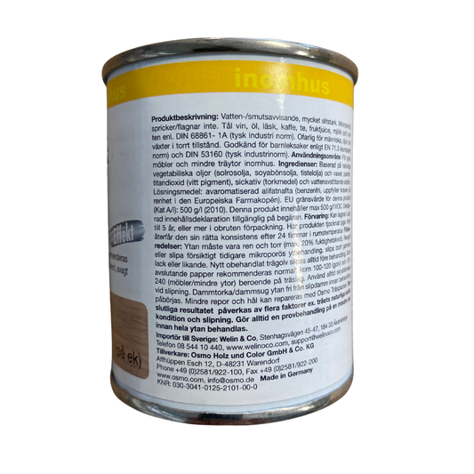 Burk Osmo Hårdvaxolja 3041 Natur Matt 0,125 liter, baksida med produktbeskrivning
