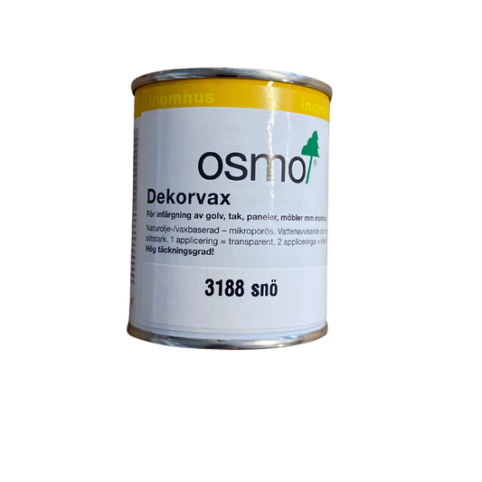 Burk Osmo Dekorvax 3188 Snö 0,125 liter, framsida med produktetikett