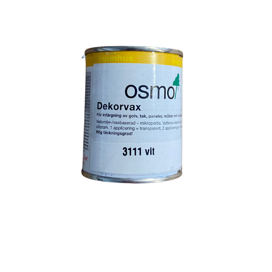 Burk Osmo Dekorvax 3111 Vit 0,375 liter, framsida med produktetikett