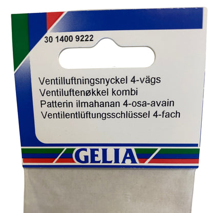 GELIA ventilluftningsnyckel 4-vägs - närbild på förpackning