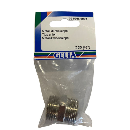 GELIA dubbelnippel metall G20 3/4", förpackning