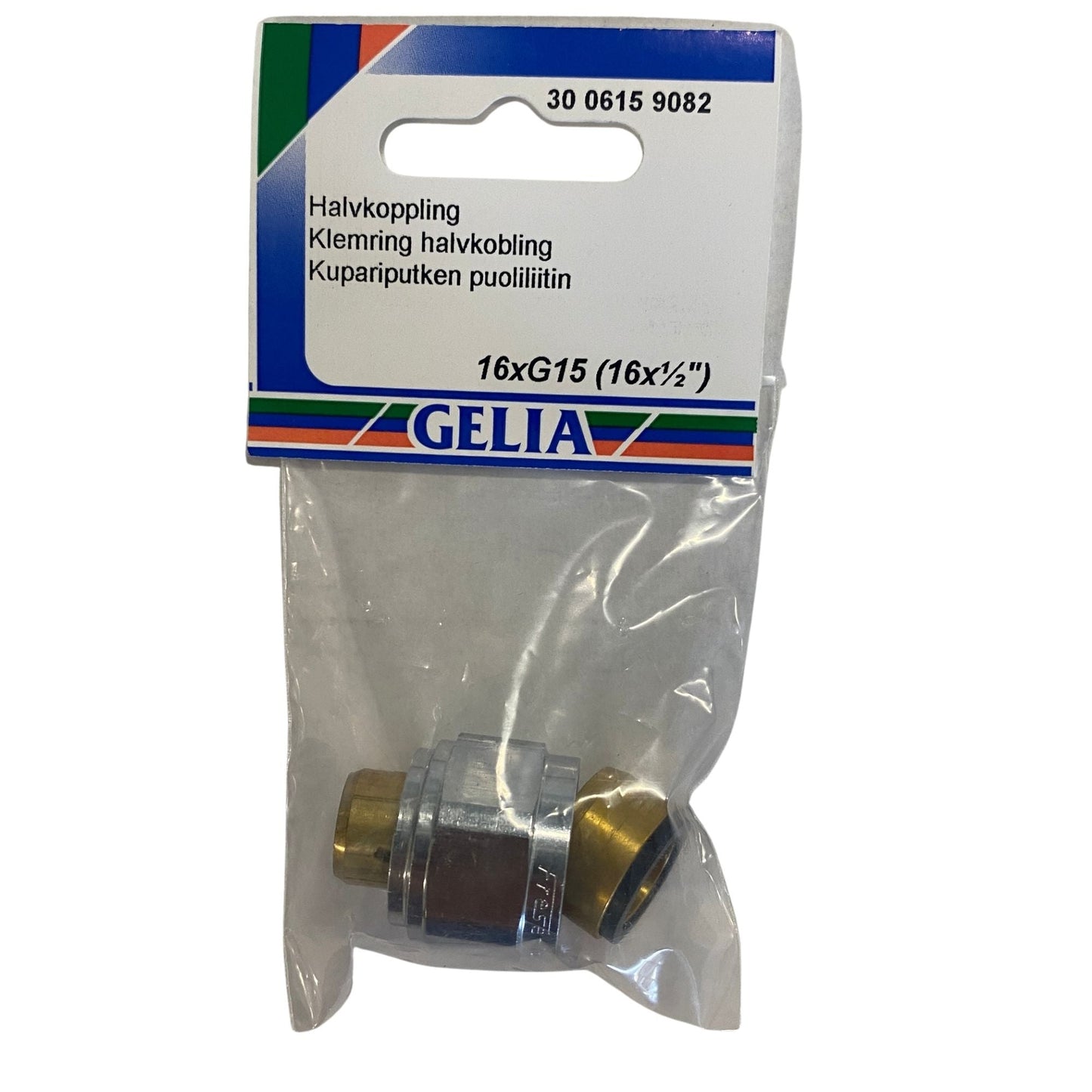 GELIA halvkoppling klämring 16xG15 i koppar, förpackning