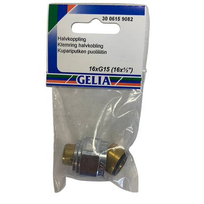 GELIA halvkoppling klämring 16xG15 i koppar, förpackning