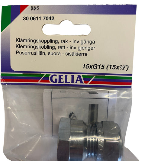 GELIA klämringskoppling 15xG15 - närbild på förpackning
